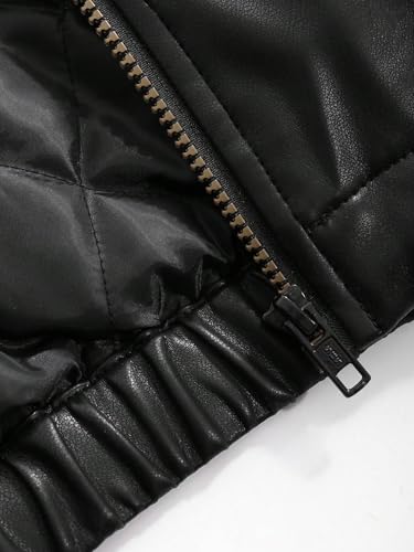 Women's Winter Overcoat Drop Shoulder Zip Up Cropped Long Sleeve Jacket Warm Outerwear4