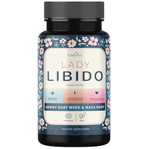 Lady Libido Mood Desire & Energy Pills with Hornygoatweed & Maca Root | Female Libido Booster for Women | Natural Supplement to Increase Drive & Passion, Relieve Stress & Boost Enjoyment – 60 Capsules