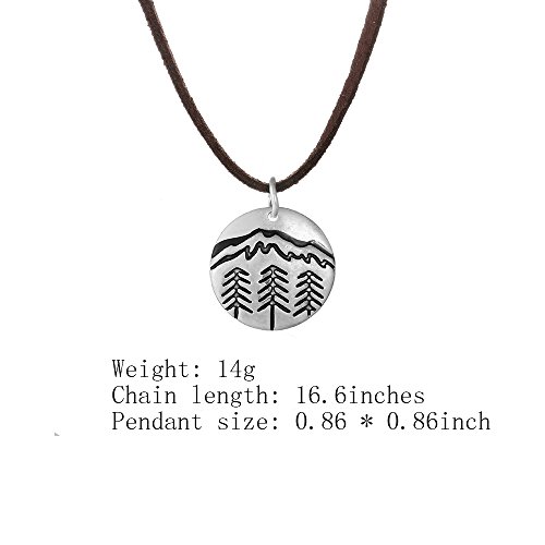 Muzhe Mountain Necklace For Women Snowy Mountain Necklace Hiking Mountain Peak Necklace For Nature Outdoor Lovers, Skiers, Hikers(Leather Rope) #TOP5