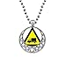 CAOHD Halskette mit Anhänger mit Warnsymbol, Gelb / Schwarz, Dreieck, Retro-Mond-Sterne