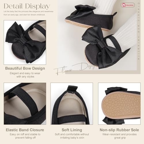 Image of Meckior Infant Baby Girl Sandals Soft Non-Slip Rubber Sole Handmade Princess Wedding Dress Shoes Toddler First Walkers