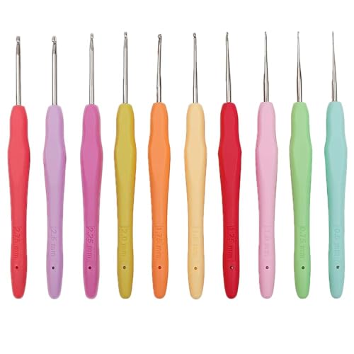 Yarniss 10 Size Small Crochet Hooks Ergonomic Crochet Hooks for Thread 0.5mm~2.75mm