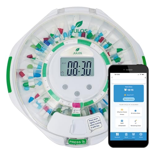 JULOS Bluetooth 28-Day Pill Dispenser with App Alert