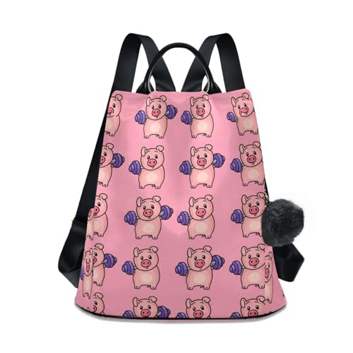 Sac à dos tendance femme rose imprimé cochon idéal pour les cours et les sorties