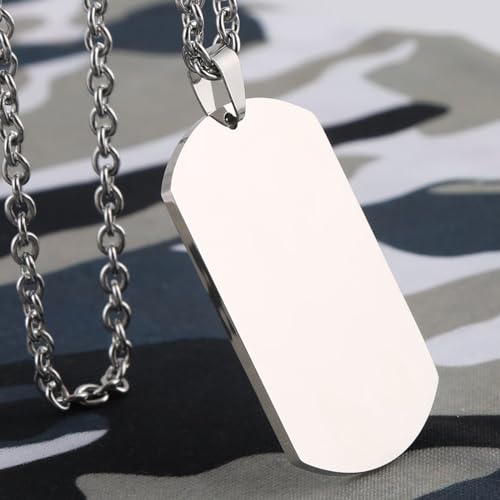 CZNBZIU CZN Personalisierte Kette Mit Gravur Edelstahl Mit Anhänger Dog Tag Erkennungsmarke In Silber - Personalisierte Halskette Für Männer Und Frauen - Personalisierter Schmuck Damen Herren