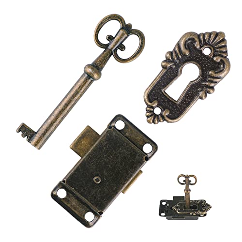 Serrure de Porte d'Armoire Antique,Décoratifs Serrure Avec Clé Ensemble De Serrure Antique,Pour boîtes aux lettres, casiers, armoires, boîte à outils Cover