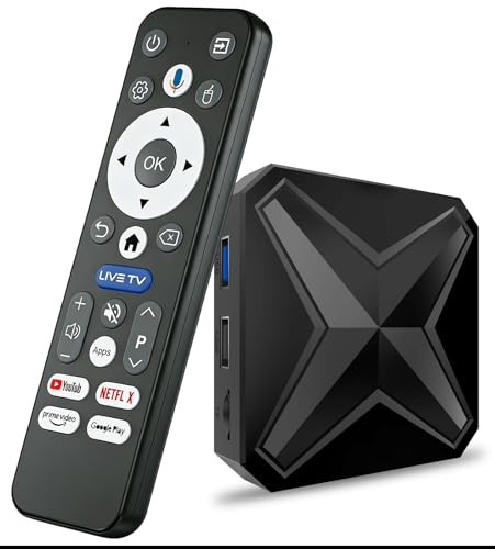 Android 14 TV Box, 2GB RAM + 16GB ROM, LEFFOT 4K Ultra HD TV Streaming Box, Smart TV-Box con Control de Voz, 2.4G y 5G WiFi 6, 100M Ethernet, BT 5.4, USB 3.0, RK3518 Quad-Core A53