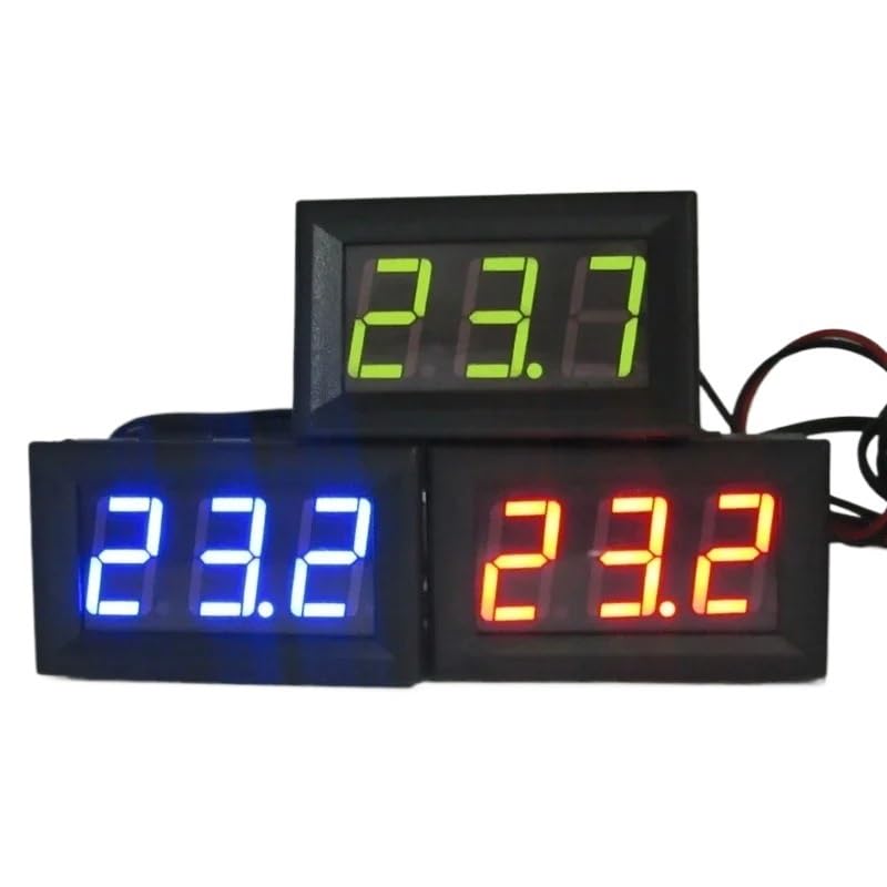 Upgraded Car Temperature Panel Meter Gauge -50~110 °c Digital LED Thermometer 5-12V Easy Connection for Industrial(GN)