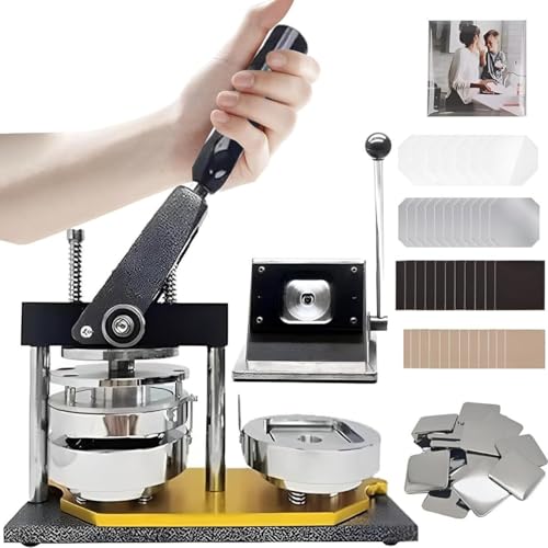 WLYPE Button Badge Maker, 50 * 50mm Fridge Magnet Button Badge Punch Press Kit, DIY Pin Button Maker with 100pcs Button Parts, for Advertising Gift Making Machine