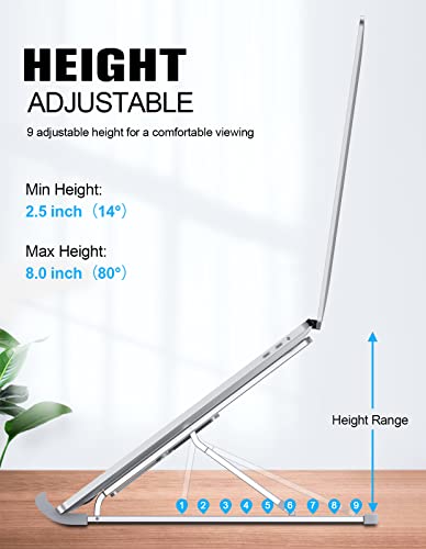 RIWUCT-Laptop-Stand-for-Desk-9-Levels-Adjustable-Ergonomic-Laptop-Riser-Holder-Aluminum-Foldable-Portable-Computer-Notebook-Stand-Compatible-with-MacBook-Air-Pro-All-Laptops-10-156-Silver