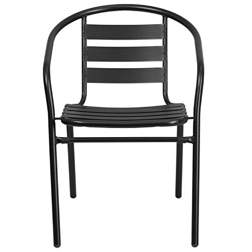 Flash Furniture 4 Pack Black Metal Restaurant Stack Chair With Aluminum Slats #TOP3