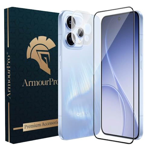 Image of ArmourPro Tempered Glass and Clear Camera Lens Protector for Oppo Reno 15, Edge to Edge Screen Guard, Anti-Bubble, Scratch Resistant, Anti-Fingerprint, Installation Kit | Clear