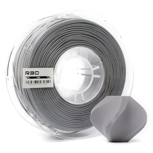 R3D ASA Filament 1.75mm, 1KG 3D Printer Filament, Heat & Weather Resistant, Dimensional Accuracy +/- 0.02 mm, Perfect for Outdoor Functional Parts, Compatible with AMS (Gray)
