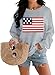 DUTUT American Flag Sweatshirt Women 4th of July Shirts Long Sleeve Crewneck Graphic USA Sweatshirts Patriotic Sweater Light Grey