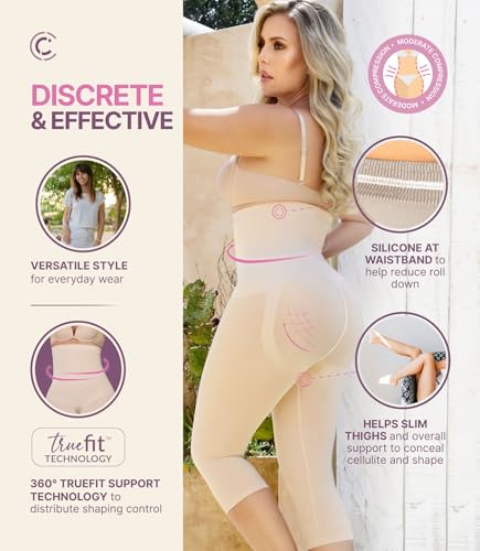 CURVEEZ High-Waisted Shapewear for Women, Tummy Control Compression Leggings with Thong, Butt Lifting Body Shaper, Seamless4