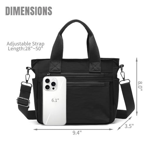 Small Nylon Tote Bag for Women Lightweight Crossbody Tote Handbag with Long Strap for Daily, Work, College & Travel3