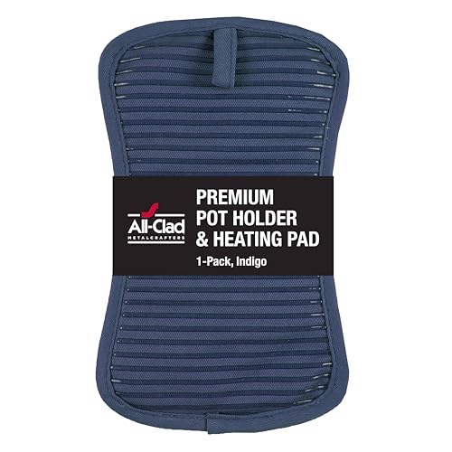 All-Clad-Premium-Pot-Holder-Hot-Pad-Heat-Resistant-to-500-Degrees-100-Cotton-10x625-Hot-Pad-for-Kitchen-and-Barbeque-1-Pack-Indigo All Clad Premium Pot Holder Hot Pad Heat Resistant to 500 Degrees 100 Cotton 10×625 Hot Pad for Kitchen and Barbeque 1 Pack Indigo