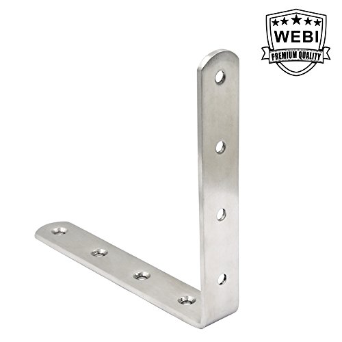 L Brackets Webi Corner Bracket,90 Degree Stainless Steel Corner Brace- 8 Packs 4 Mm Thick 6 " X 6 ",Heavy Duty Shelf Brackets Right Angle Bracket For Shelf, Wood, Furniture, Shelves, Brush Nickel #TOP5