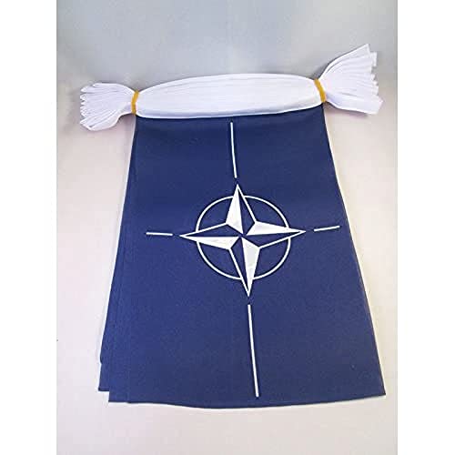 Image of AZ FLAG NATO 6 meters BUNTING Flag 20 flags 9'' x 6'' - North Atlantic Treaty Organization STRING flags 15 x 21 cm