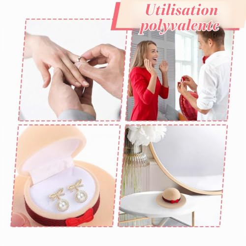 KEWUF 1 pcs Boîte à bijoux pour bague, porte alliance mariage, en velours, emballage cadeau de fiançailles, demande en mariage, Haut-de-forme – vue 6