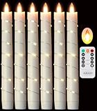 Flameless Candle, (Conical) Patented with Starlight String, LED Candle, 11-Key Timing Remote Control, Battery Powered, Dance Flicker Flame, 6 Pack, Christmas Wedding Home Decor (Ivory)