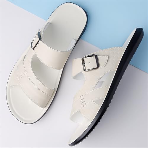 Men's Premium Genuine Leather Slide Sandals Slip on Summer Slipper3