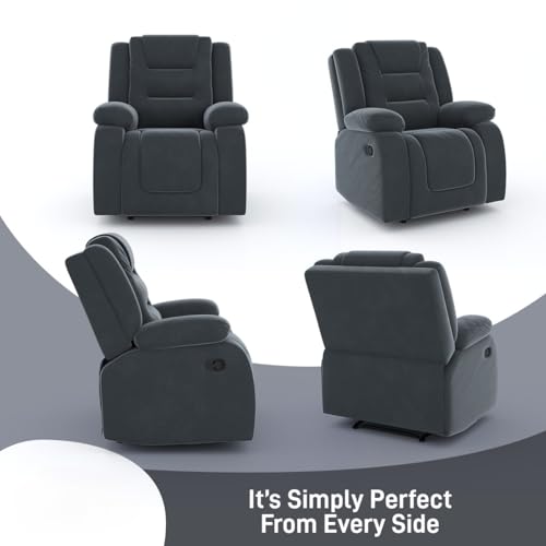Image of Amazon Brand - Solimo Fraklin | Single Seater Sofa Recliner | Manual Recliner (Velvet Grey)