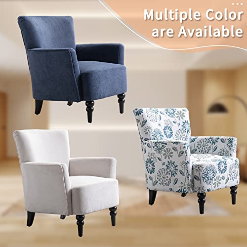 Linen Fabric Accent Chair, Living Room Chairs Mid Century Modern Armchair With Wood Legs Reading Chair For Bedroom Club Chair Upholstered Single Sofa Chair For Study Apartment Office #TOP5