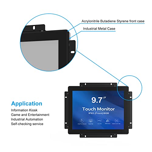 Image of GreenTouch 9.7 Inch Open Frame 1024x768 PCAP Touch Screen Monitor, Embedded Touch LCD Display for Industrial