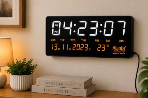 Price History of Digital Wall Clock with Large LED Display Day Date ...