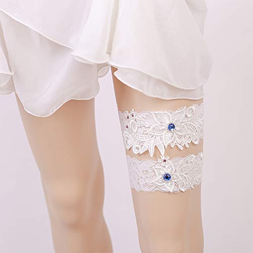 FOXSMZZ 5321 Jarretières de mariage Blanc Fleur Dentelle Cover