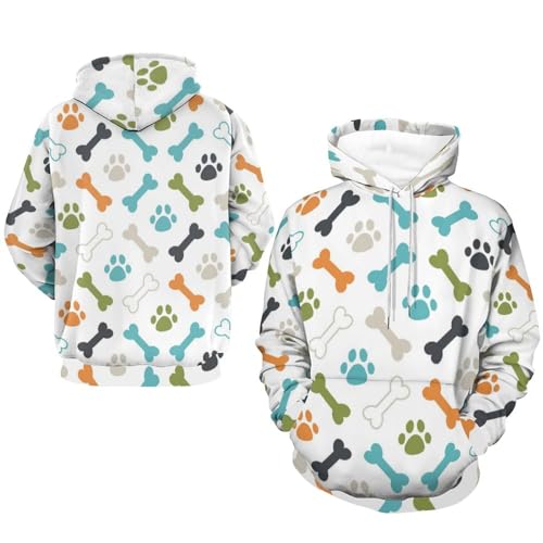 Sweat à capuche patte d'os de chien pull unisexe taille S