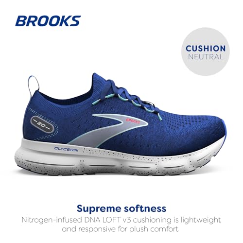 Brooks Men’s Glycerin StealthFit 20 Neutral Running Shoe - Surf The Web/Peacoat/White - 11.5 Medium