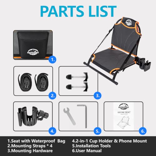 Asiento para Kayak con Respaldo Ajustable, Marco de Aluminio, Bolsa Impermeable, Para Kayaks Inflables y Sit-on-Top miniatura 6