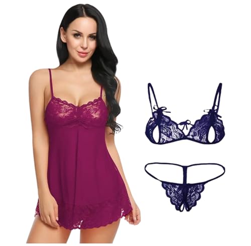 Image of UNITRUST Babydoll Lingerie Set with Net Bra and Panty, Honeymoon Combo