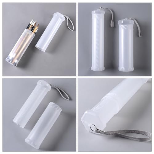 Image of Operitacx Retractable Pencil Holder 2-Pack Portable Telescopic Pen Storage Box Clear Plastic Pen Case Organizer for Art Supplies Paintbrushes Makeup Tools 10.03X2.36X2.36 Inch