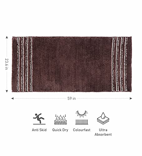 Image of Obsessions Ultra Soft Solid Bath Runner - Premium 1950 GSM Density, Anti-Skid Safety Backing & Superior Absorbency for Quick-Dry Comfort (60x150 cm, Chocolate)