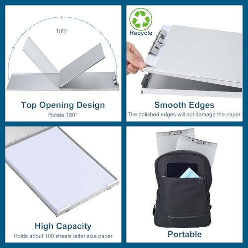 ZCZN Recycled Aluminum Storage Clipboard, Clipboard Box, Form Holder, Suitable for School, Office, Jobsite or Medical Staff, Silver image 8