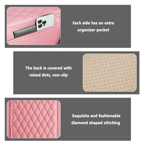 Image of Upgraded Car Armrest Cover, Microfiber Leather Arm Rest for Car Cushion with 2 Pocket Car Organizer, Universal Car Interior Accessories for Cars SUV Trucks (Pink)