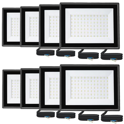 Aigostar Foco LED Exterior 70w 6300LM: Pack de 8 Foco Proyectore LED Exterior Impermeable IP65 6500K Blanco Frío para Garaje Jardín Patio Parque