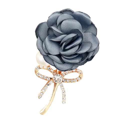 Image of WCRAZYE Elegant Rose Flower Brooch Pin for Women Men Wedding Party Gentleman's Essentials Handmade Crystal Pearl Fabric Flower Lapel Pin Dress Suit Accessories Boutonniere Ideas Gift Valentine's Day