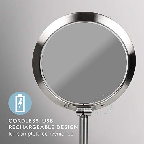 HoMedics Beauty Mirror with Approach Sensor, Magnifying LED Mirror, Heavy Base for Stabilised Use, Bright Illumination, Distortion-Free Mirror Glass, 7x Magnification, Cordless and Rechargeable