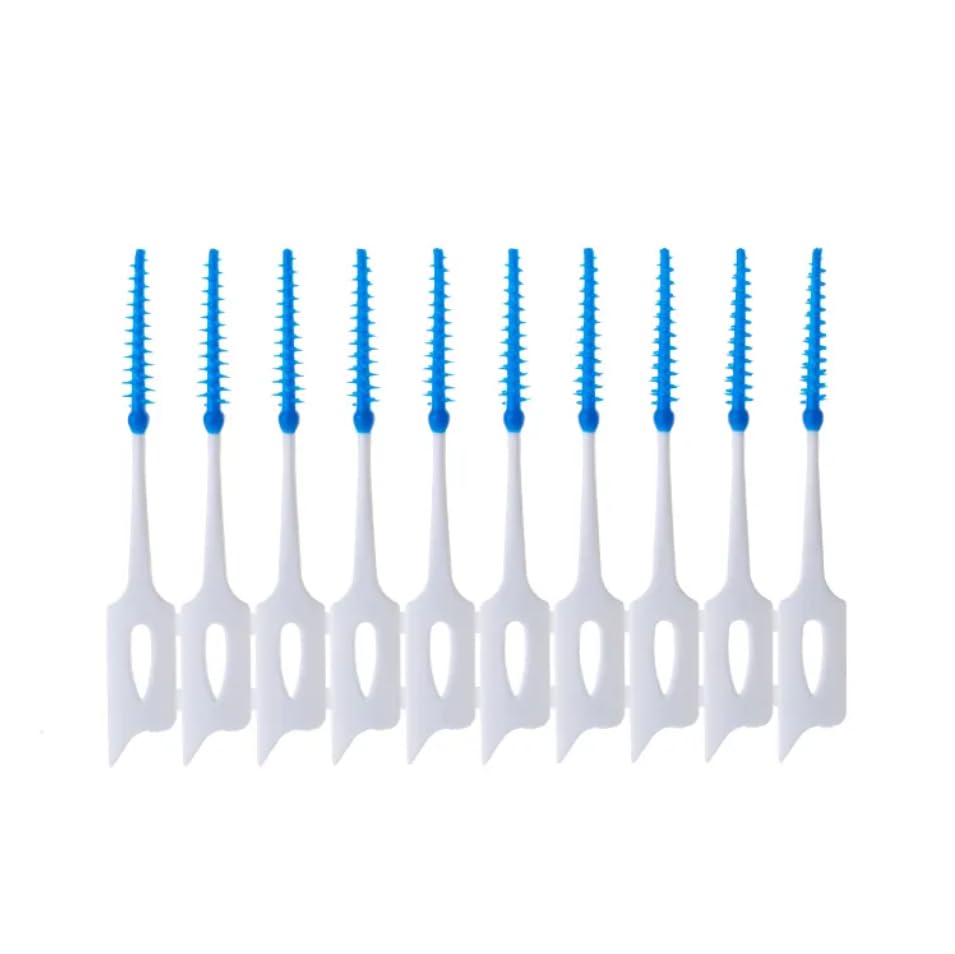 200 cepillos interdentales de silicona, cepillos dentales azules para limpieza oral