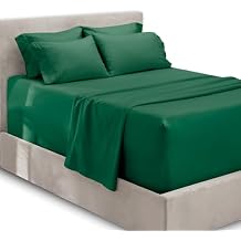 Hearth & Harbor Extra Deep Pocket Sheet Sets, Luxury Soft 6 Piece Bed Sheet Set Fits Mattress 18-24 Inches - King, Hunter Green