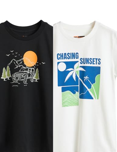 Image of Amazon Brand - Symbol Boys 100% Cotton Graphic Printed Half Sleeves T-Shirt | Age 6-14 Years