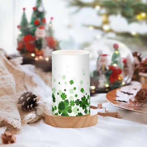 Image of ALAZA St Patricks Day Clover Flickering Flameless Candles Battery Operated with Remote Timer,Tea Light Candles LED Pillar Votive Candles Set of 2 for Outdoor Indoor Decorations11