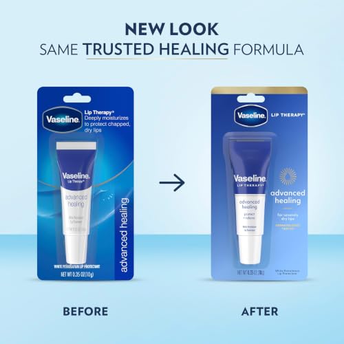 Image of Vaseline Lip Therapy Advanced Healing 12-Pack - White Petroleum Moisturizing Lip Balm for Extremely Dry Lips, 0.35 Oz Ea