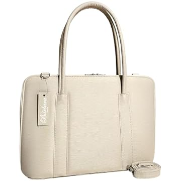 Maleta Executiva Feminina Pasta Notebook Tablet Bolsa Social Casual Laptop Ombro Transversal 14 15 15.6 15,6 16 17 Polegadas (Creme-riscadinho, Padrão)