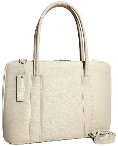 Maleta Executiva Feminina Pasta Notebook Tablet Bolsa Social Casual Laptop Ombro Transversal 14 15 15.6 15,6 16 17 Polegadas (Creme-riscadinho, Padrão)