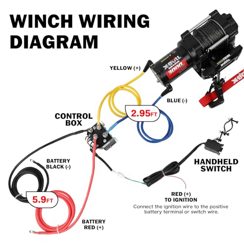 X-BULL New 12V DC 3000LBS IP68 Waterproof Electric Winch for Towing ATV/UTV, Boat, Off Road, Wireless Remote and Corded Control Recovery, Portable Synthetic Rope Electric Winch with Hawse Fairlead.